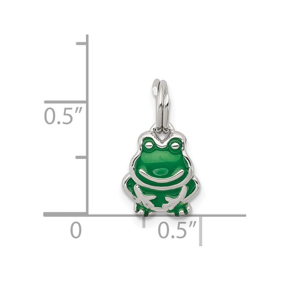 925 Sterling Silver Mini Green Enameled Children's Frog Bracelet Necklace Charm - Picture 3 of 4